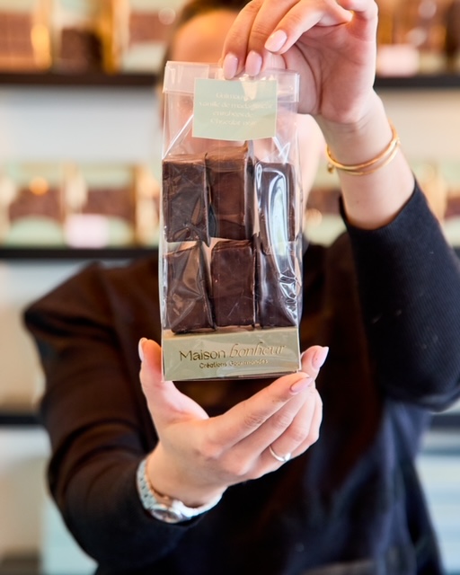 Pochette Guimauves Vanille enrobées de chocolat noir